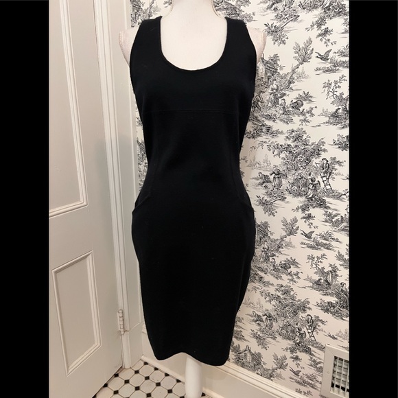 Alain Manoukian womens wool blend sleeveless black dress with front pockets M - Picture 1 of 7
